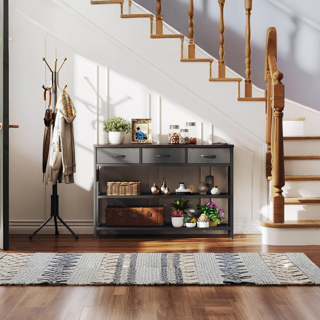Shrike Console Table with 3 Drawers - Black Walnut