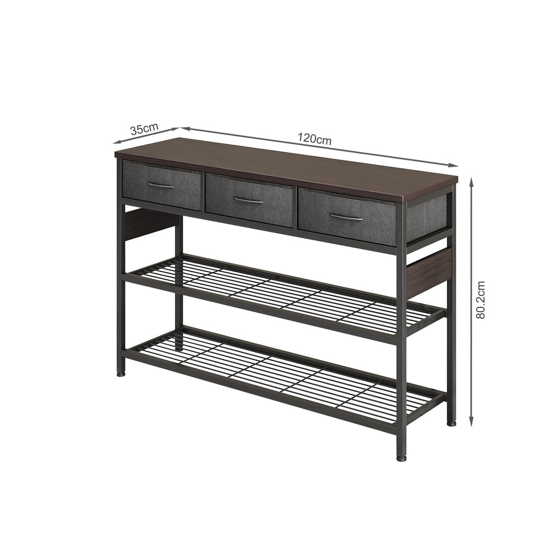 Shrike Console Table with 3 Drawers - Black Walnut