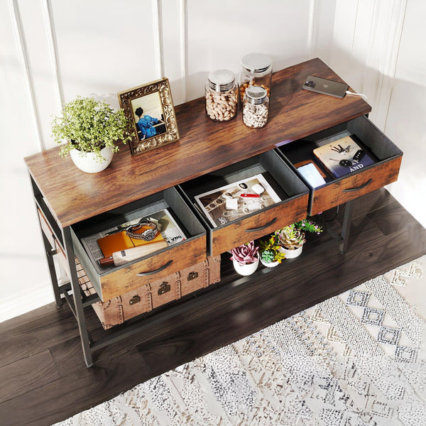 Shrike Console Table with 3 Drawers - Light Cherry