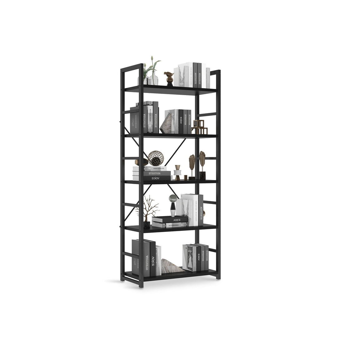 Poroti 5 Tier Bookshelf Storage Shelf - Black