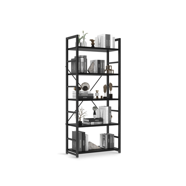 Poroti 5 Tier Bookshelf Storage Shelf - Black