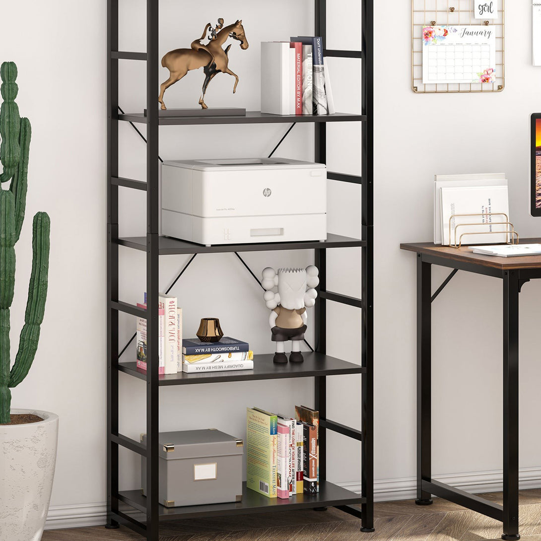 Poroti 5 Tier Bookshelf Storage Shelf - Black