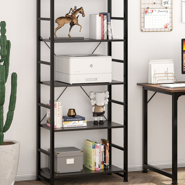 Poroti 5 Tier Bookshelf Storage Shelf - Black