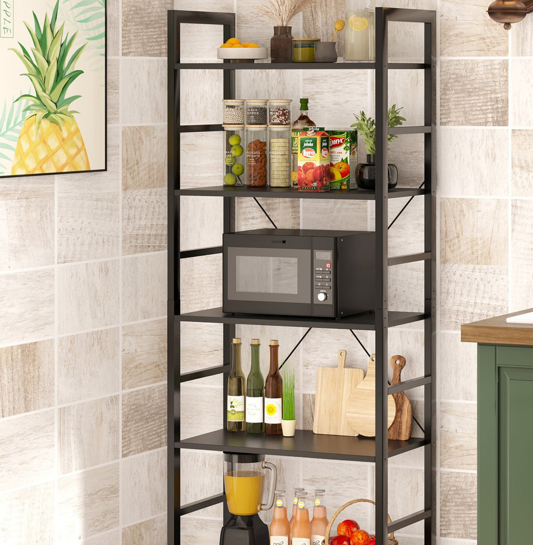 Poroti 5 Tier Bookshelf Storage Shelf - Black