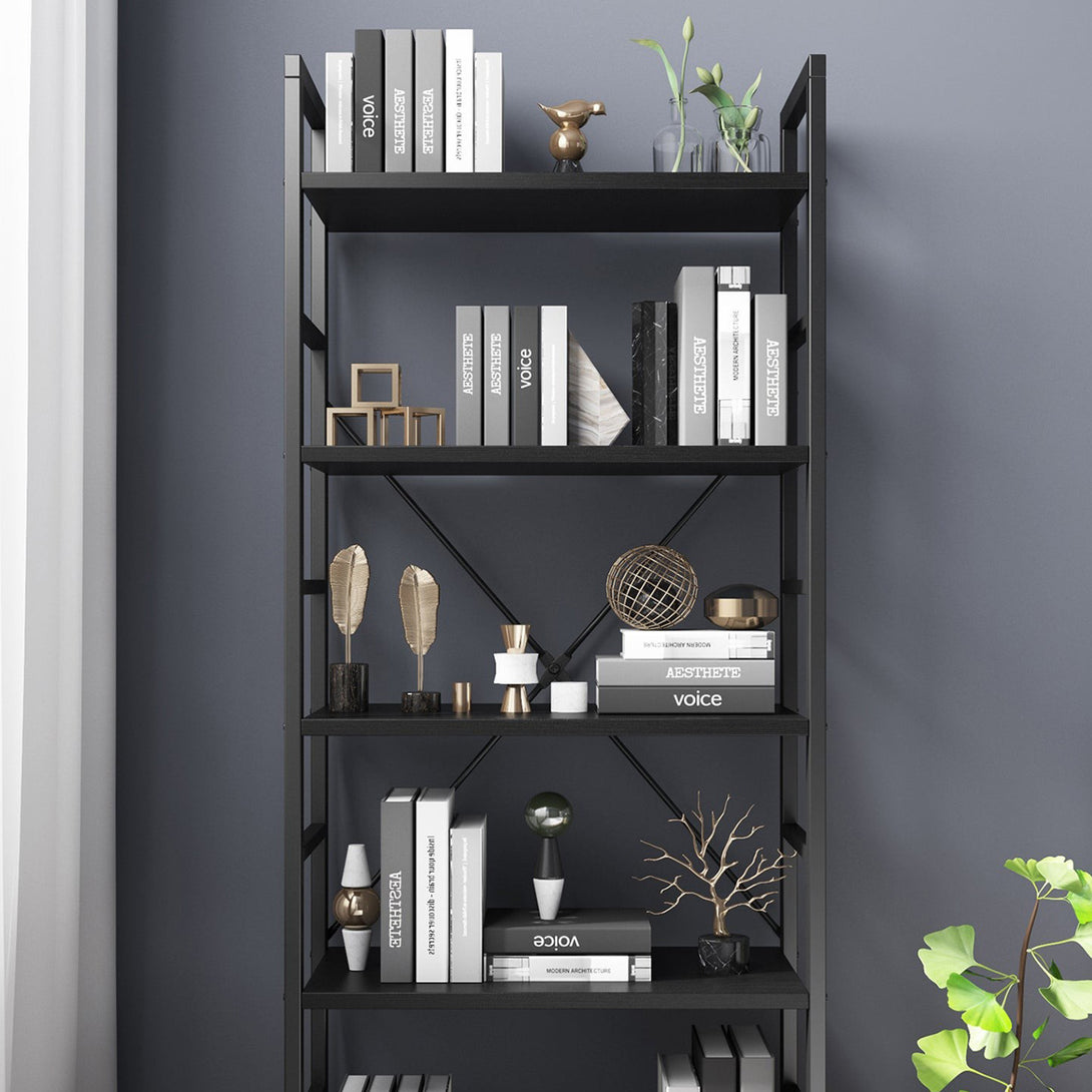 Poroti 5 Tier Bookshelf Storage Shelf - Black