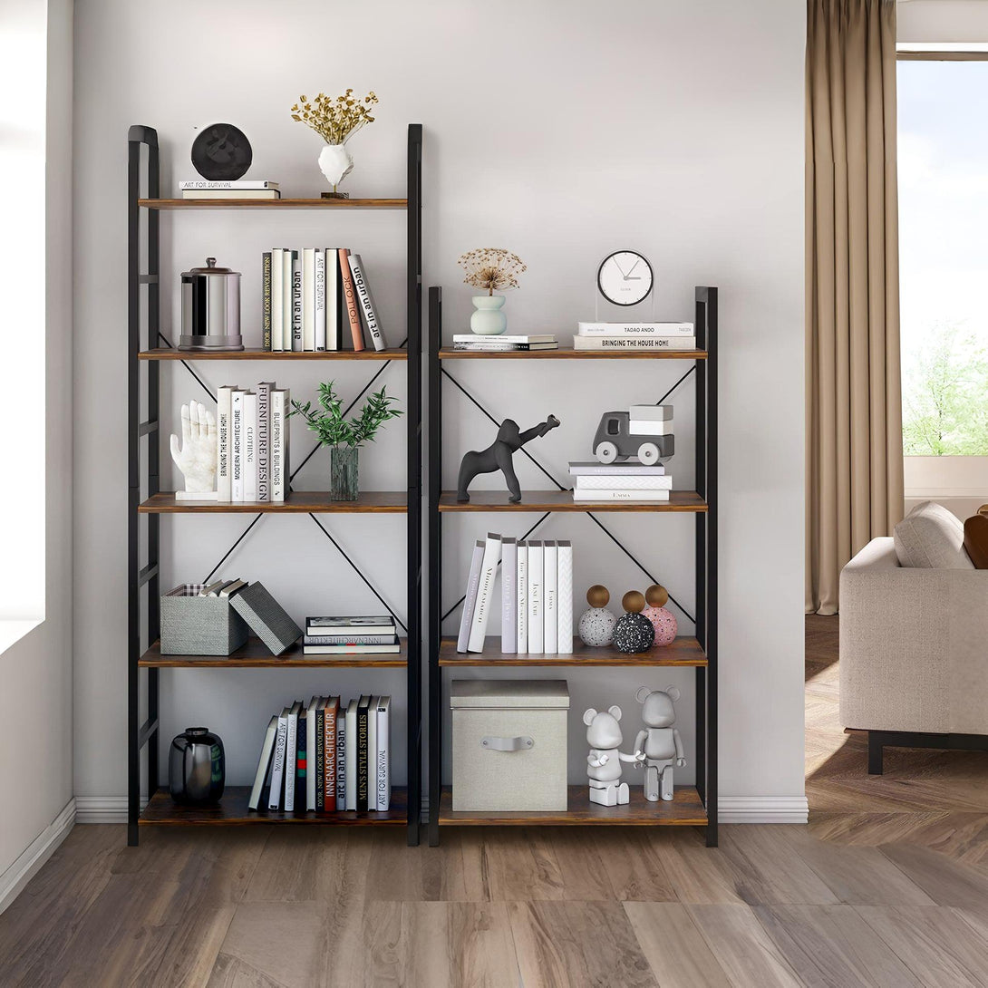 Poroti 4 Tier Bookshelf Storage Shelf - Rustic Brown