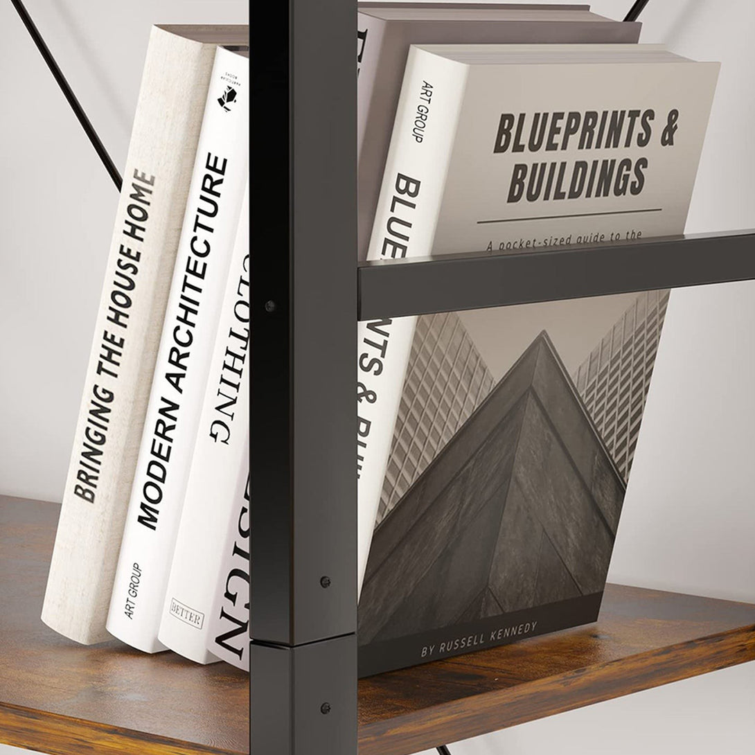 Poroti 4 Tier Bookshelf Storage Shelf - Rustic Brown