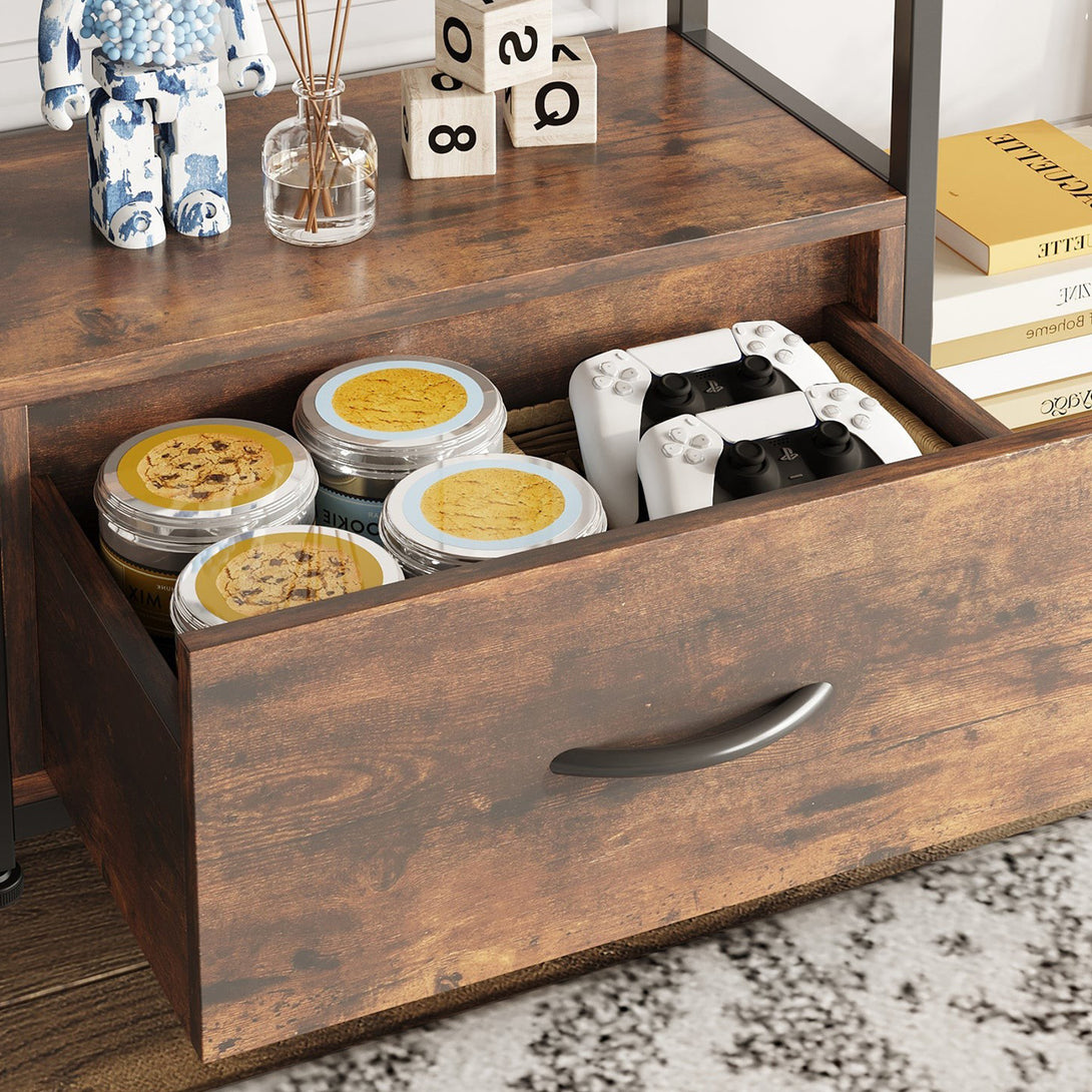 Auroa 4 Tier Bookshelf with Drawer - Rustic Brown