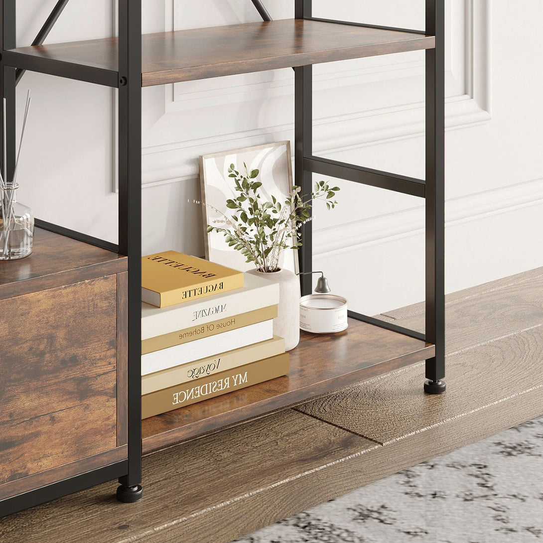 Auroa 4 Tier Bookshelf with Drawer - Rustic Brown