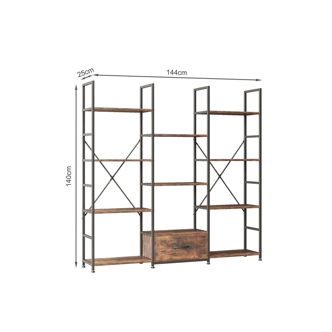 Auroa 4 Tier Bookshelf with Drawer - Rustic Brown