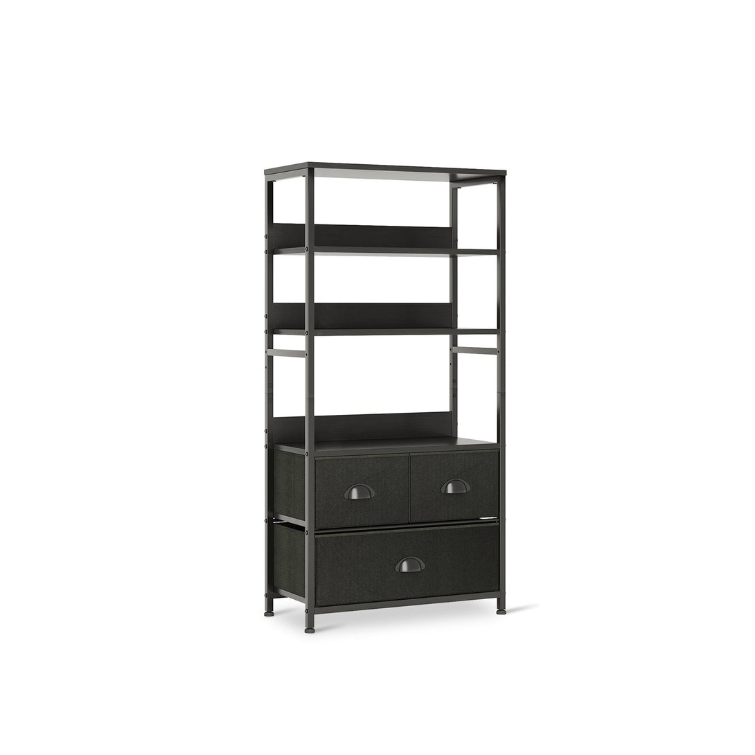 Whitby 4 Tier Storage Shelf with Drawers - Black