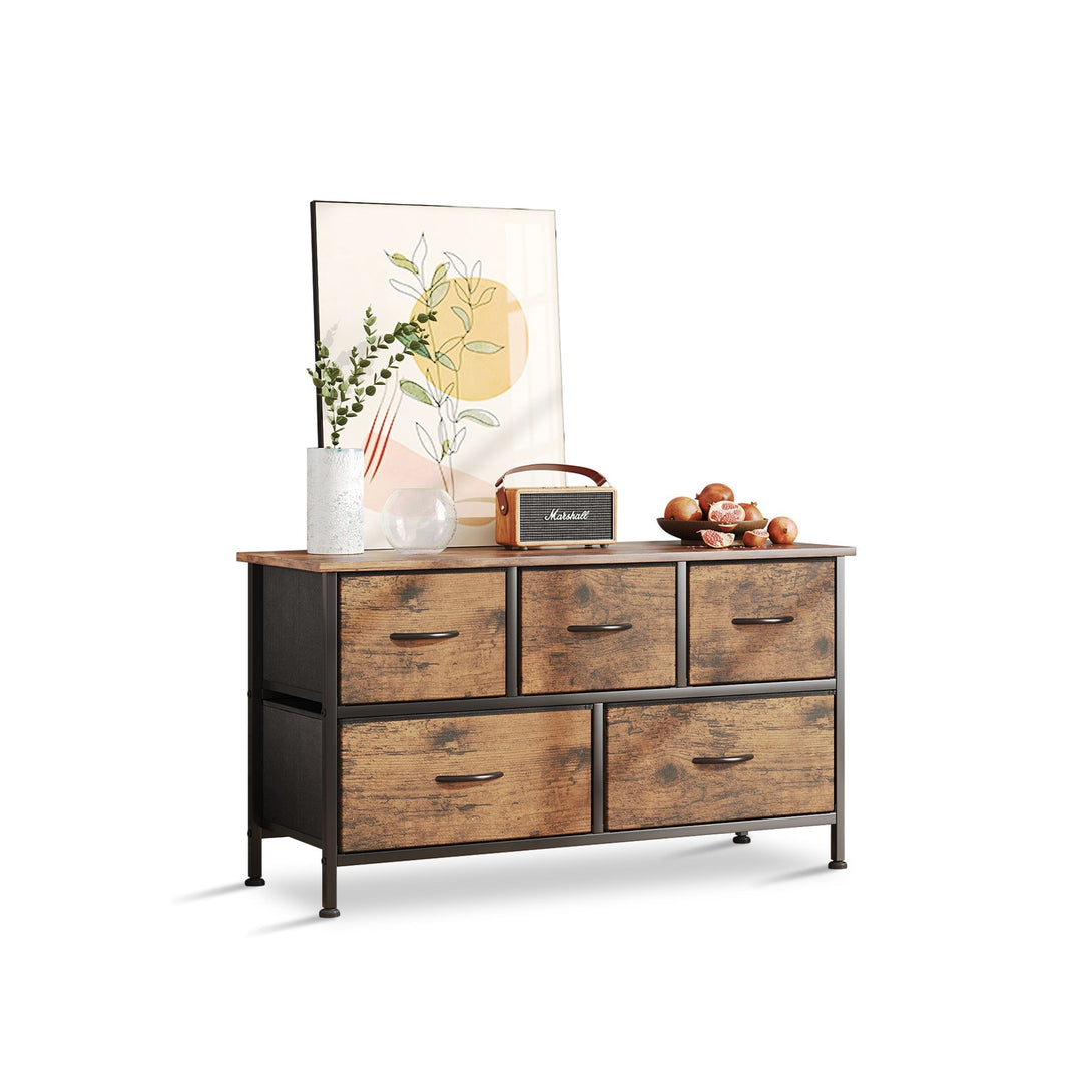 Madilyn 5 Drawers Lowboy - Rustic Brown