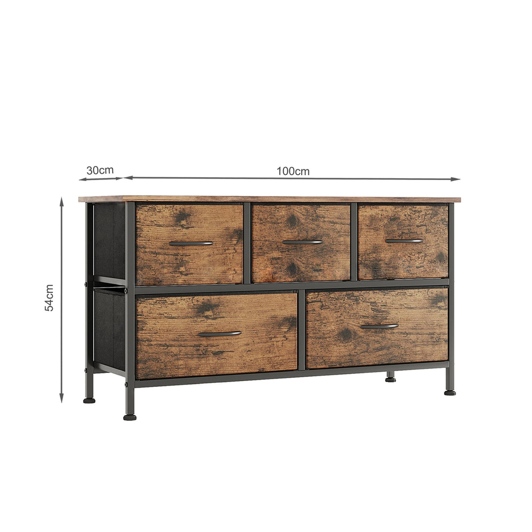 Madilyn 5 Drawers Lowboy - Rustic Brown