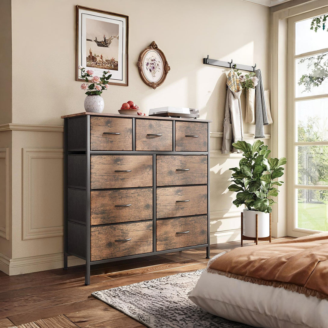 Madilyn 9 Drawers Tallboy - Rustic Brown