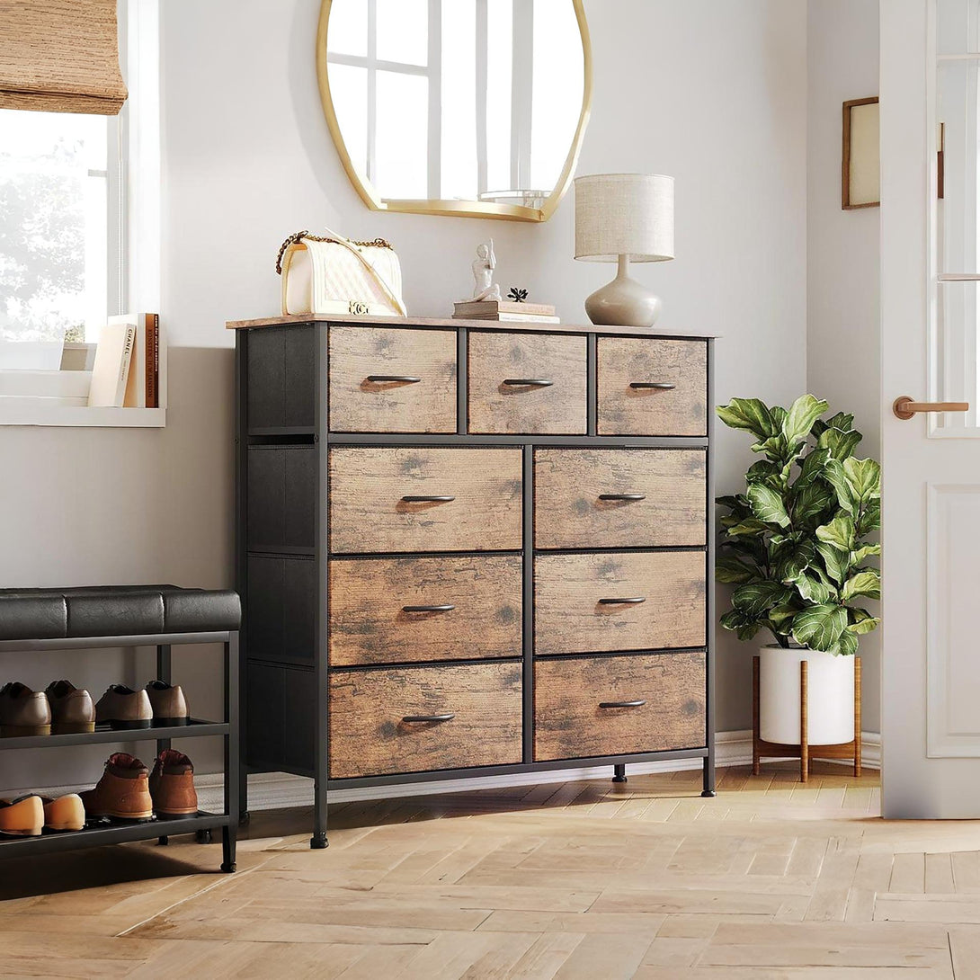 Madilyn 9 Drawers Tallboy - Rustic Brown