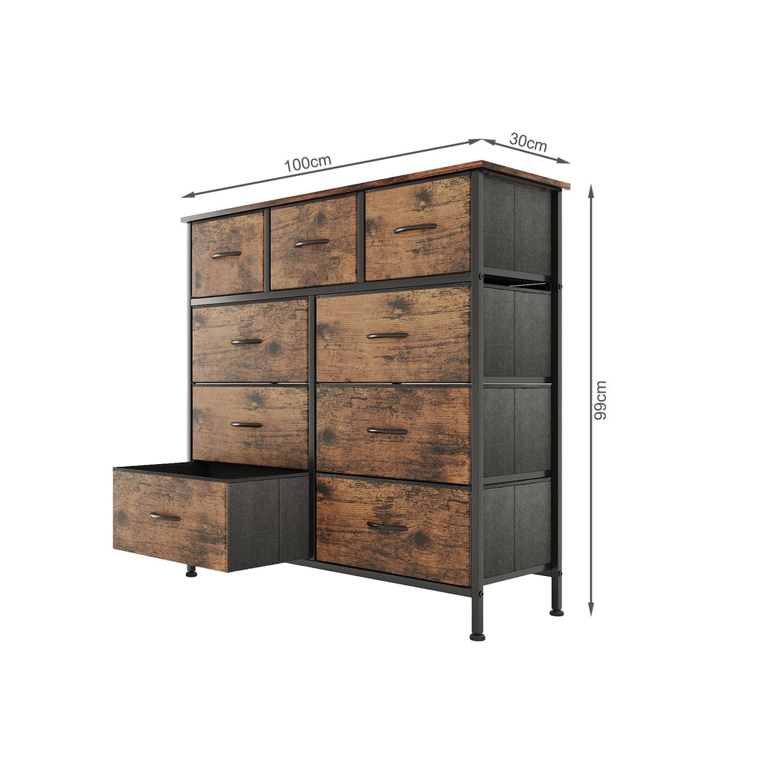 Madilyn 9 Drawers Tallboy - Rustic Brown