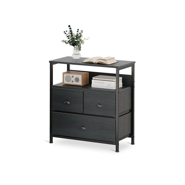 Whitby 2 Tier Storage Shelf with Drawers - Charcoal