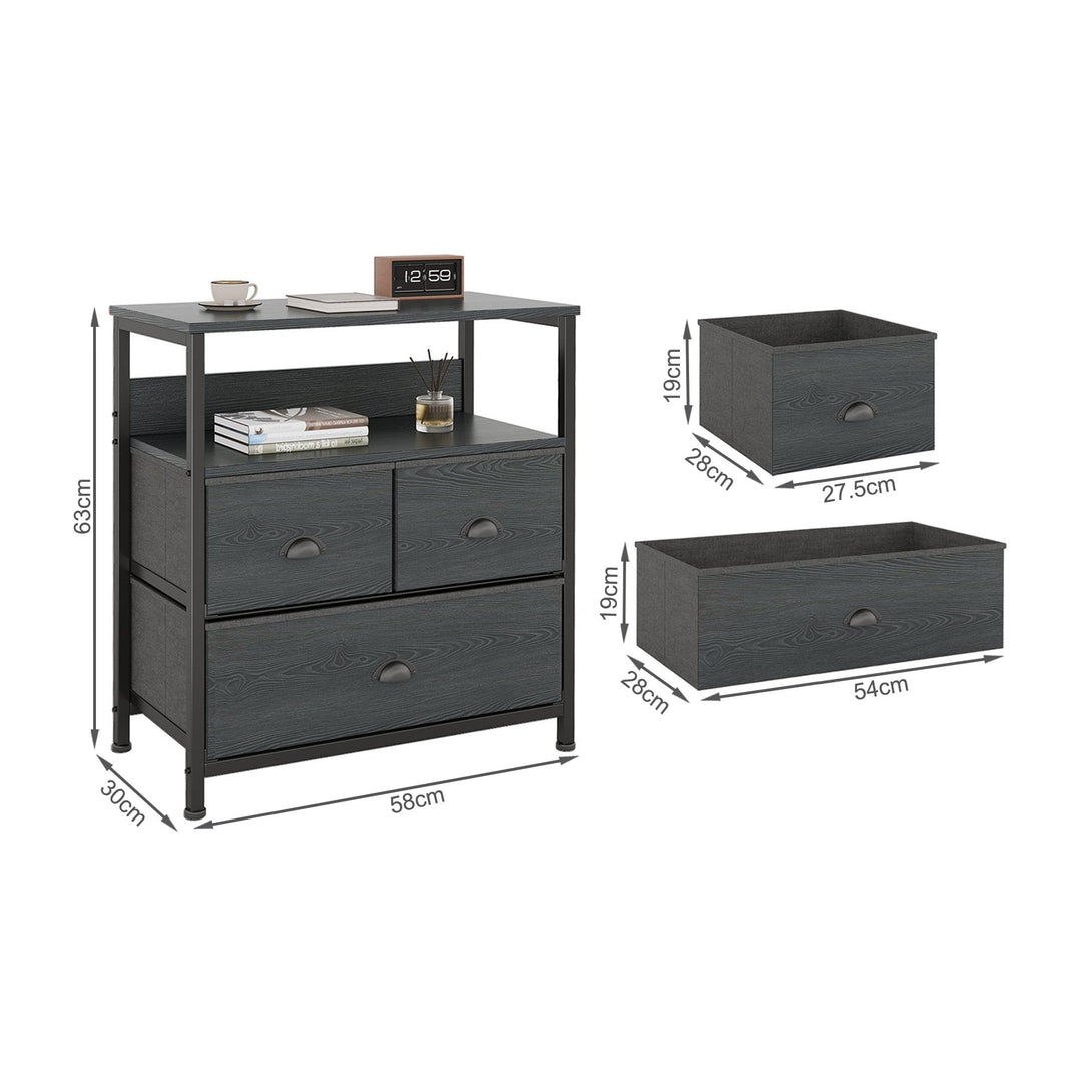 Whitby 2 Tier Storage Shelf with Drawers - Charcoal