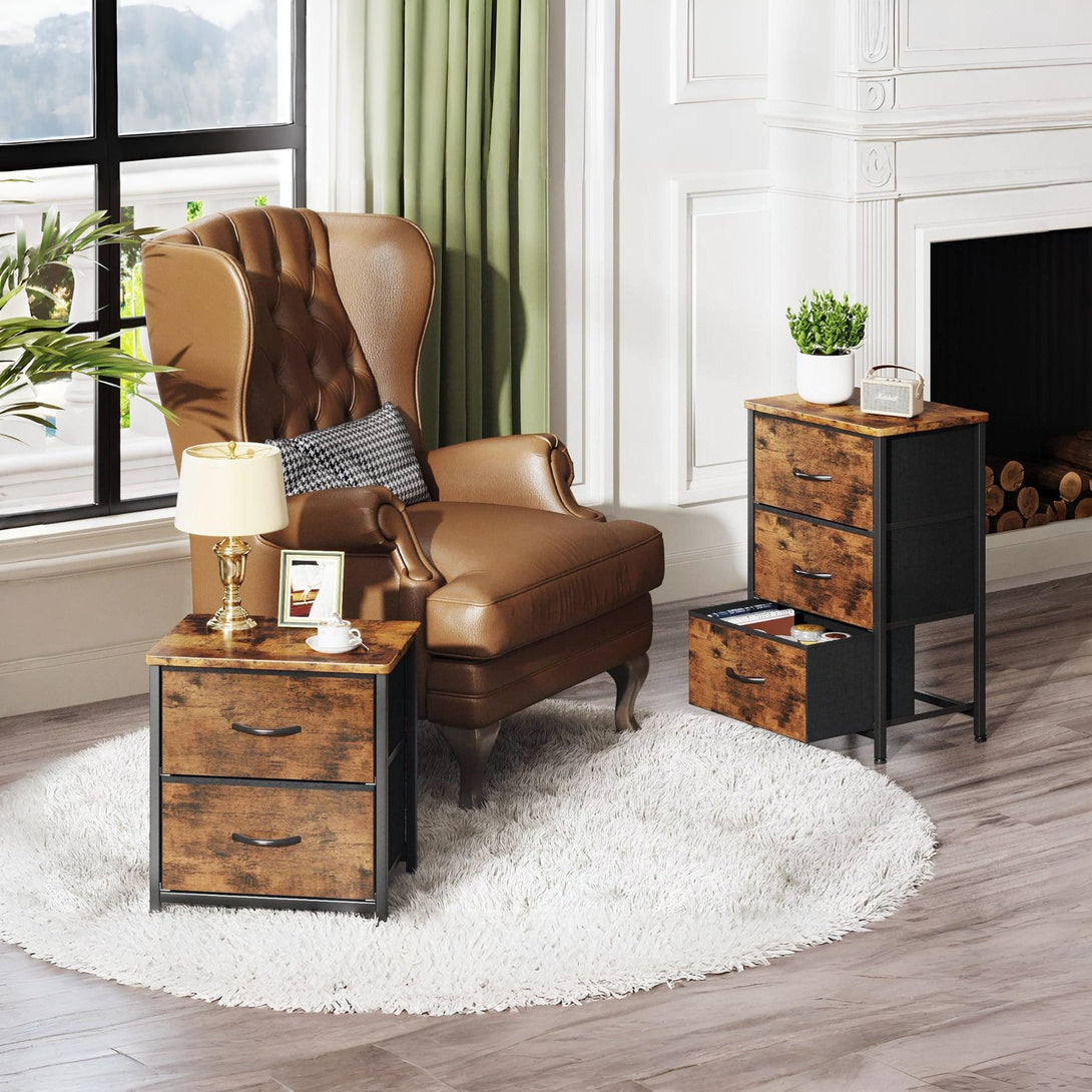 Hailey Bedside Table - Rustic Brown