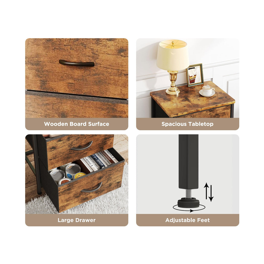 Hailey Bedside Table - Rustic Brown