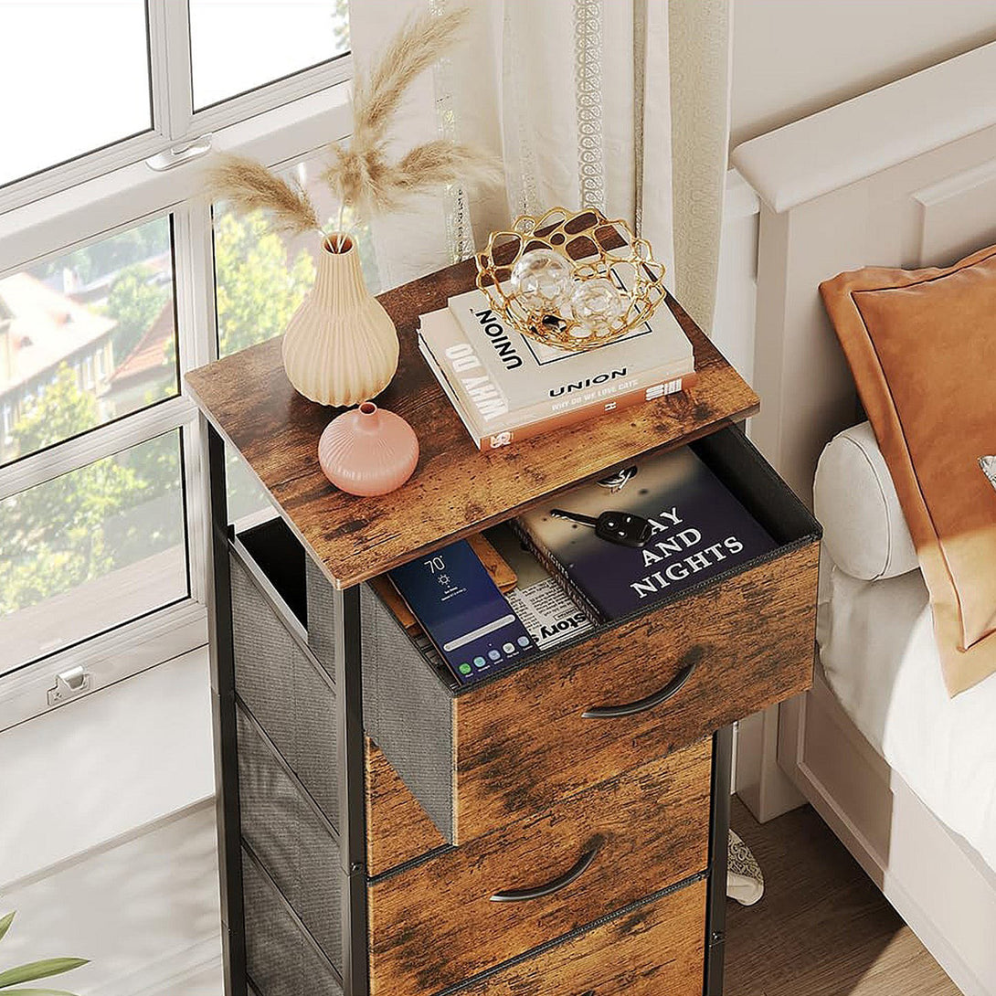 Hailey 4 Drawers Tallboy - Rustic Brown