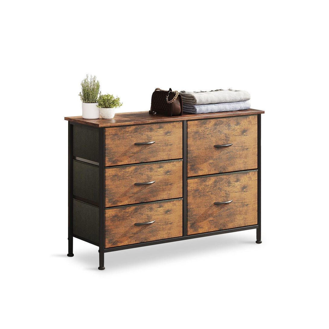 Hailey 5 Drawers Lowboy - Rustic Brown