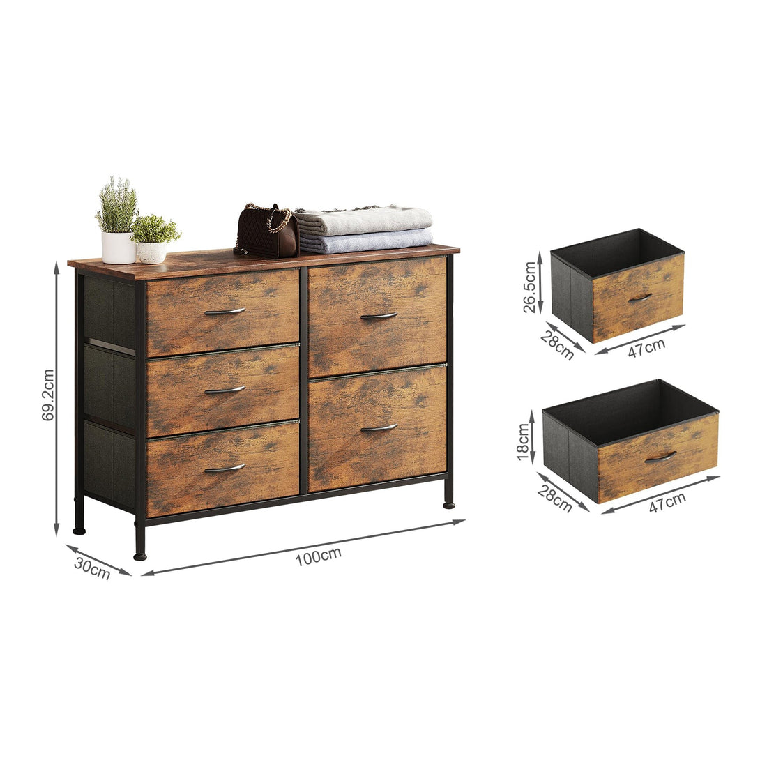Hailey 5 Drawers Lowboy - Rustic Brown