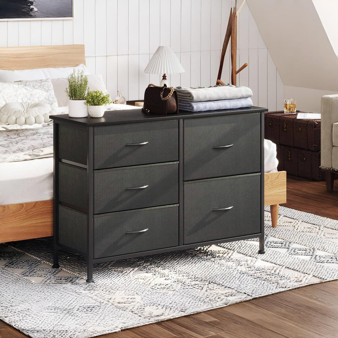 Hailey 5 Drawers Lowboy - Black