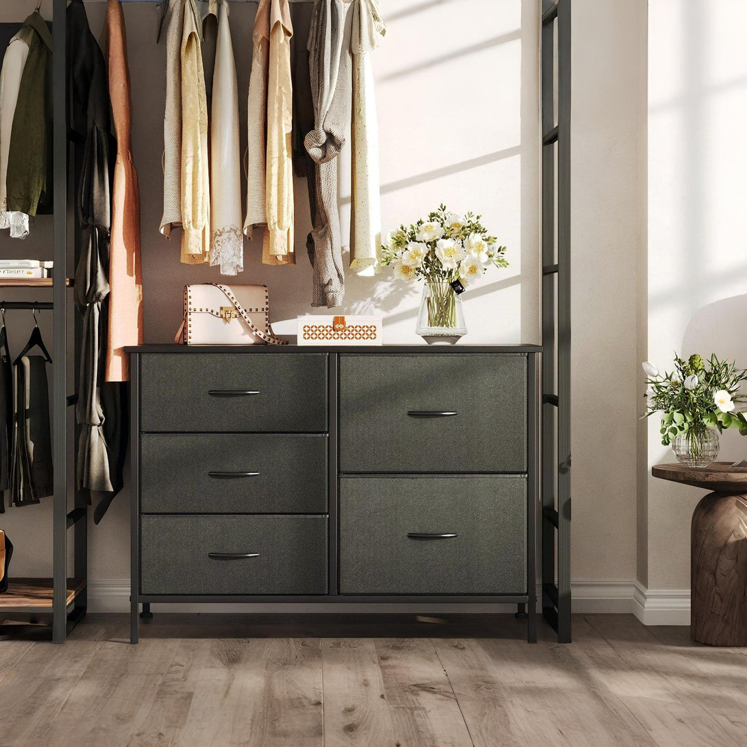 Hailey 5 Drawers Lowboy - Black