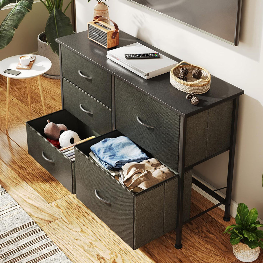Hailey 5 Drawers Lowboy - Black