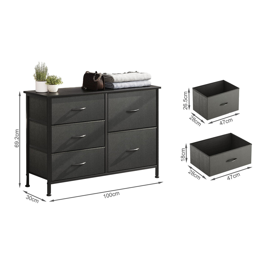 Hailey 5 Drawers Lowboy - Black