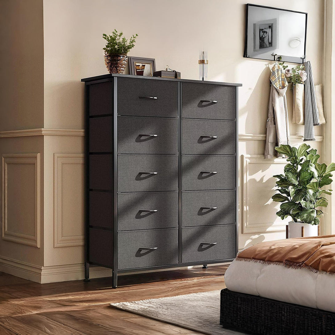 Natalia 10 Drawers Tallboy - Dark Grey