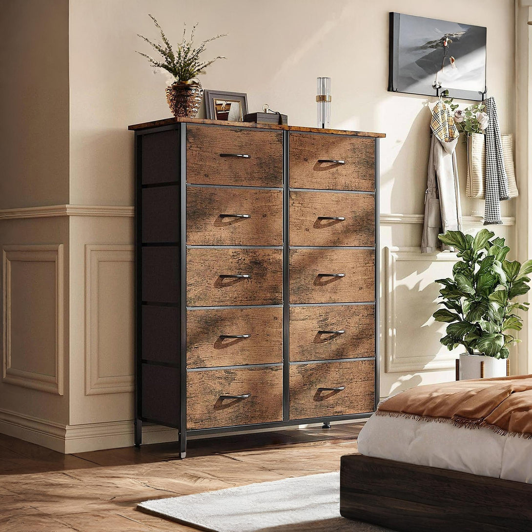 Natalia 10 Drawers Tallboy - Rustic Brown