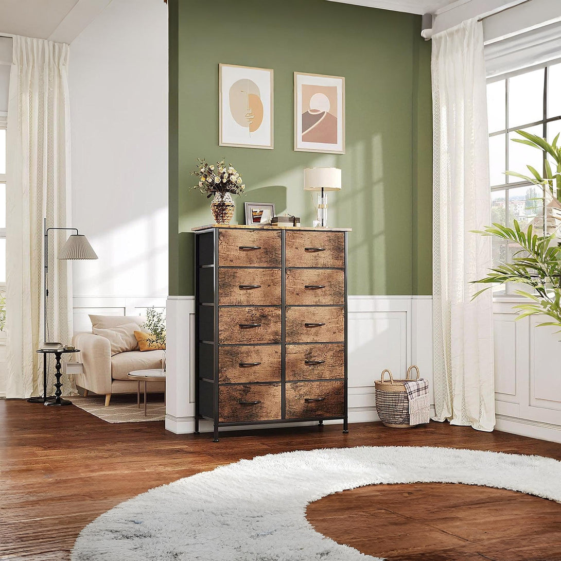 Natalia 10 Drawers Tallboy - Rustic Brown