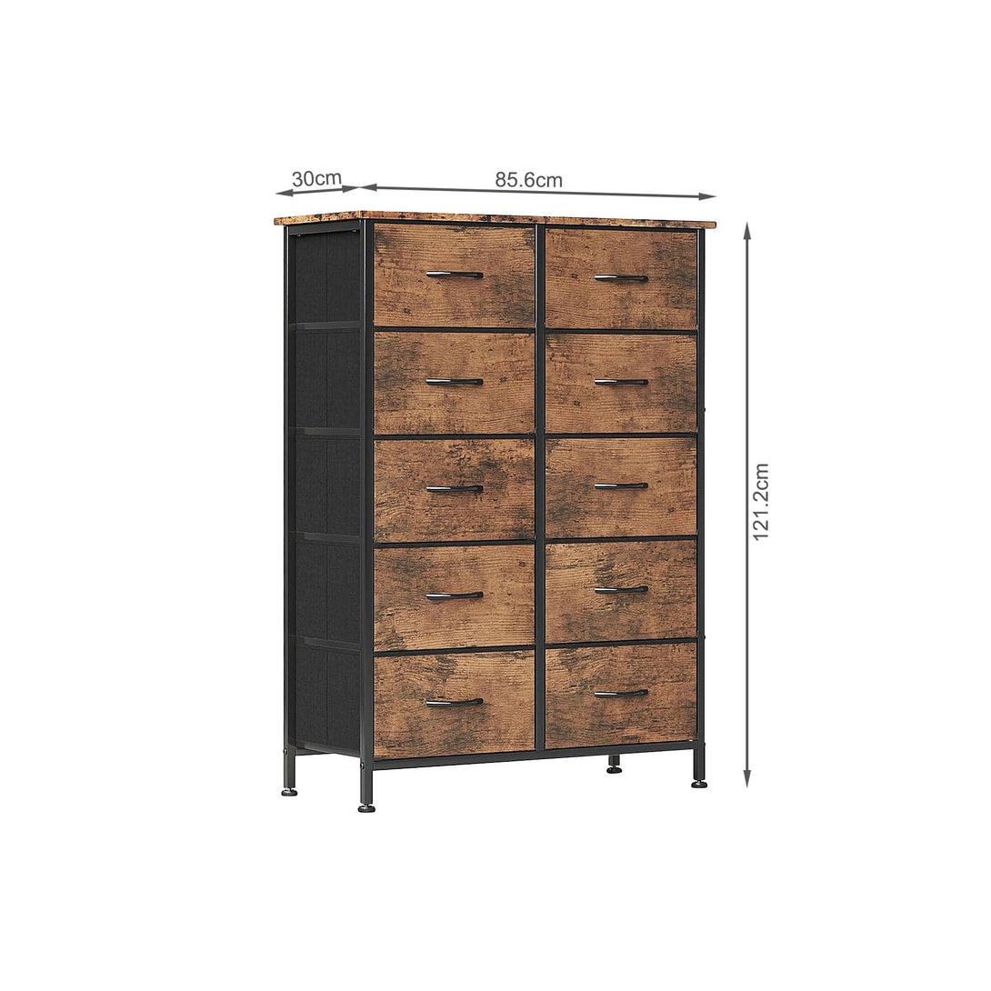 Natalia 10 Drawers Tallboy - Rustic Brown