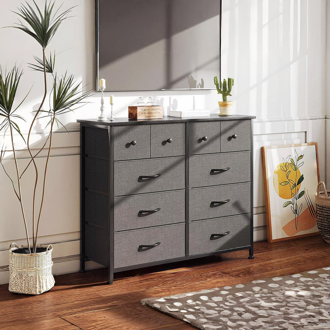 Natalia 10 Drawers Lowboy - Grey