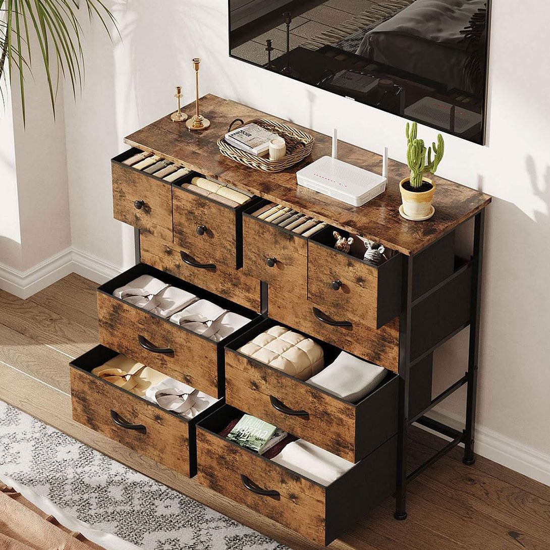 Natalia 10 Drawers Lowboy - Rustic Brown