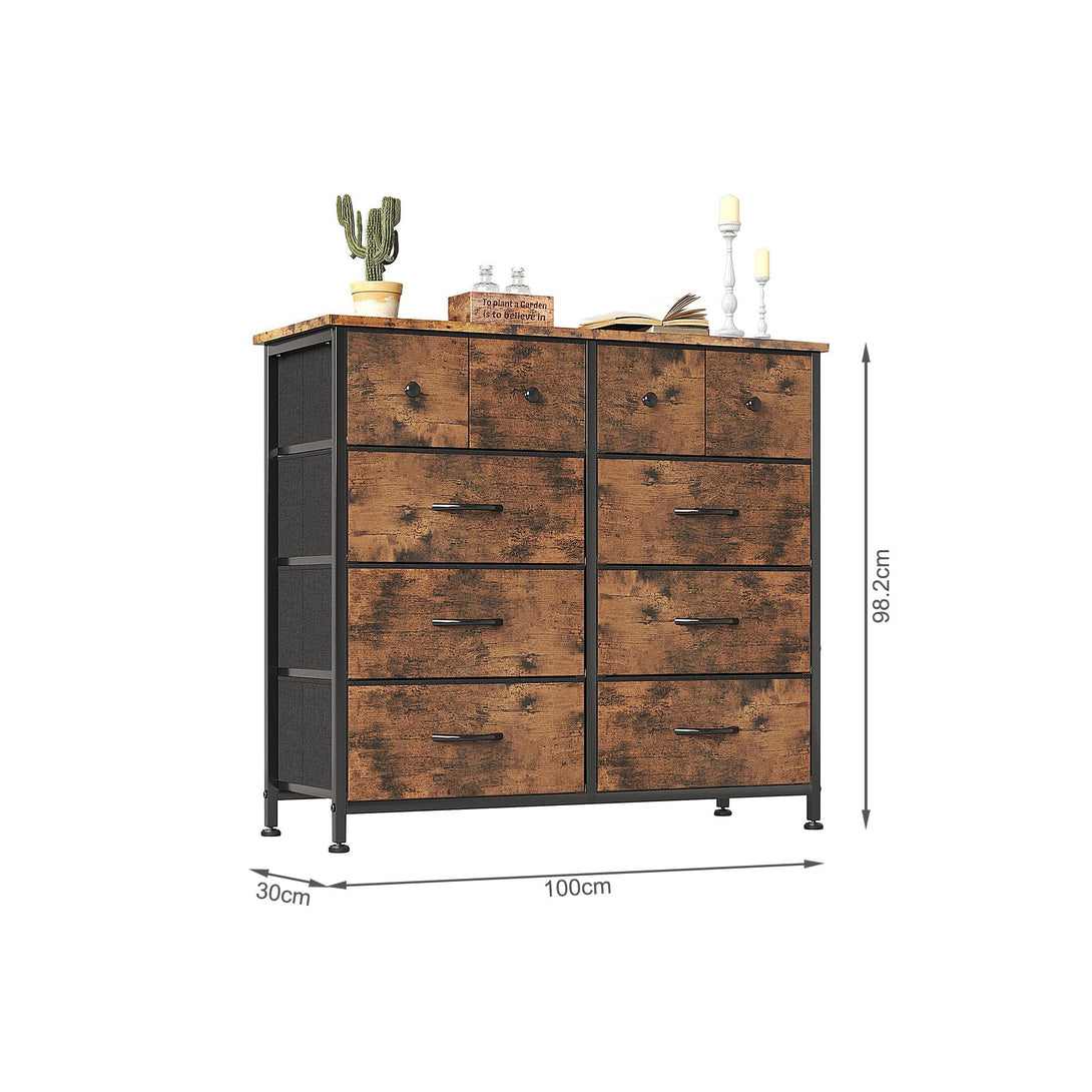 Natalia 10 Drawers Lowboy - Rustic Brown