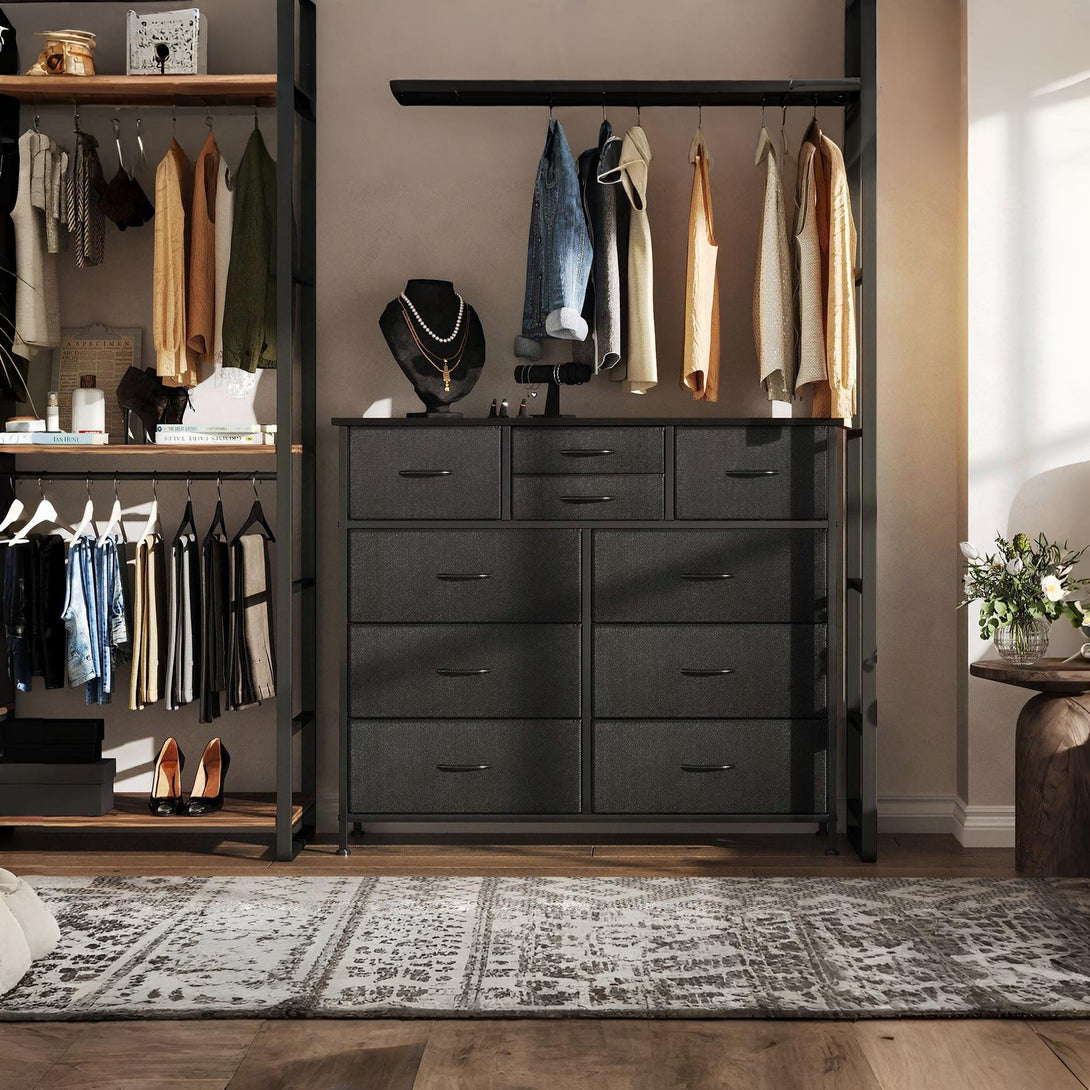 Natalia 10 Drawers Lowboy Chest Dresser - Dark Grey