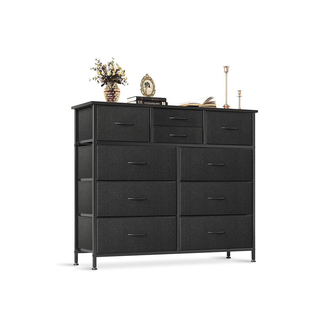 Natalia 10 Drawers Lowboy Chest Dresser - Dark Grey