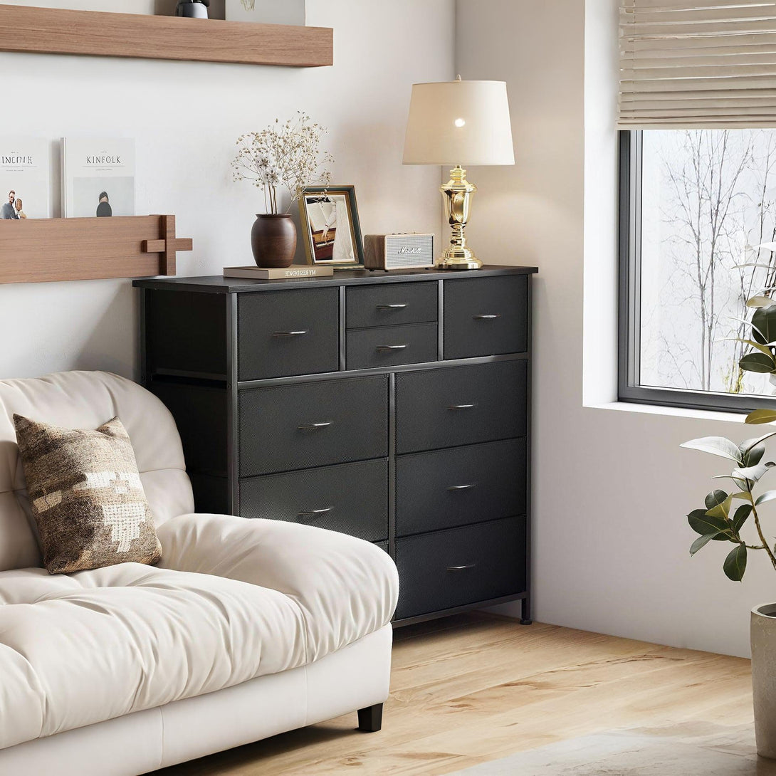 Natalia 10 Drawers Lowboy Chest Dresser - Dark Grey