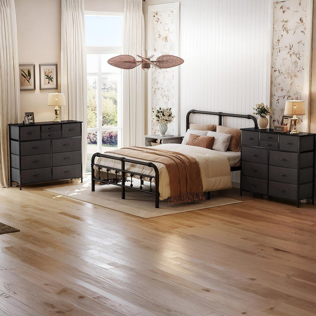 Natalia 10 Drawers Lowboy Chest Dresser - Dark Grey