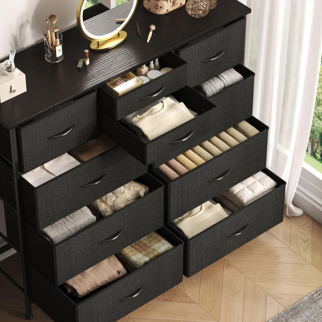 Natalia 10 Drawers Lowboy Chest Dresser - Dark Grey