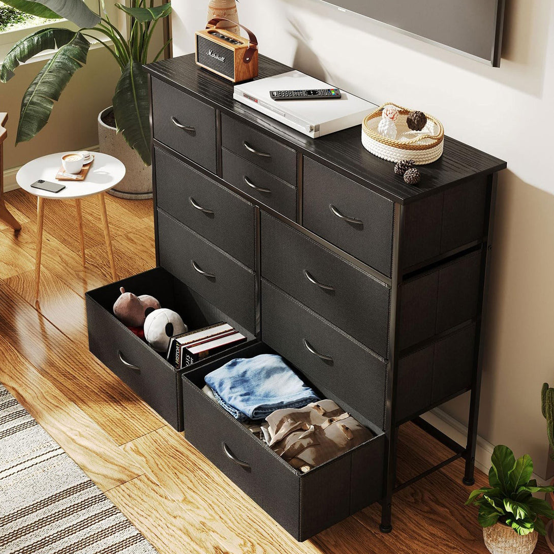 Natalia 10 Drawers Lowboy Chest Dresser - Dark Grey