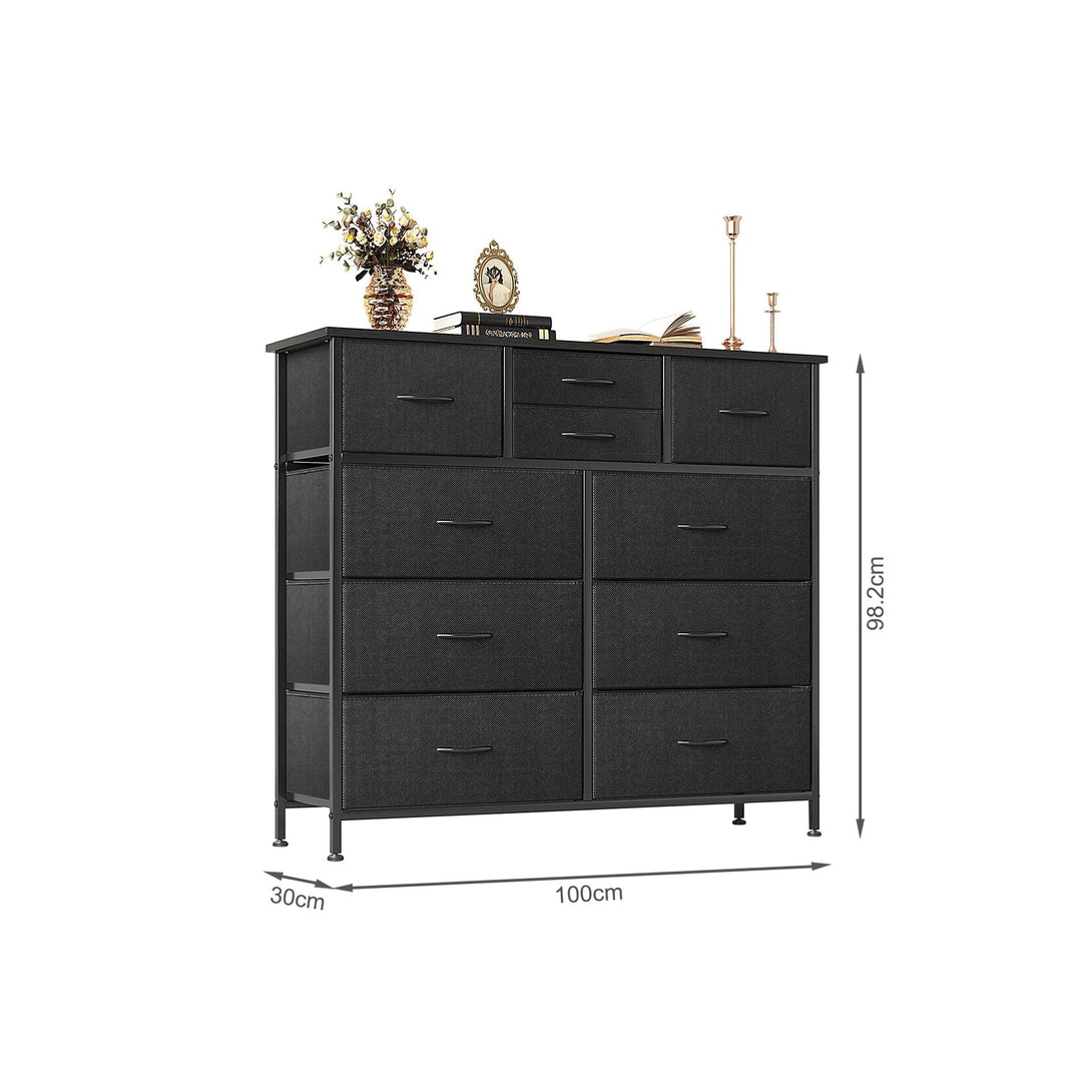 Natalia 10 Drawers Lowboy Chest Dresser - Dark Grey