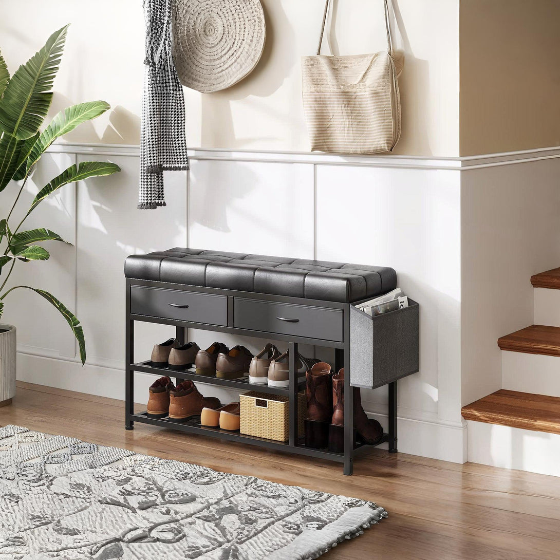 Plover Shoe Rack with Storage Bag - Black