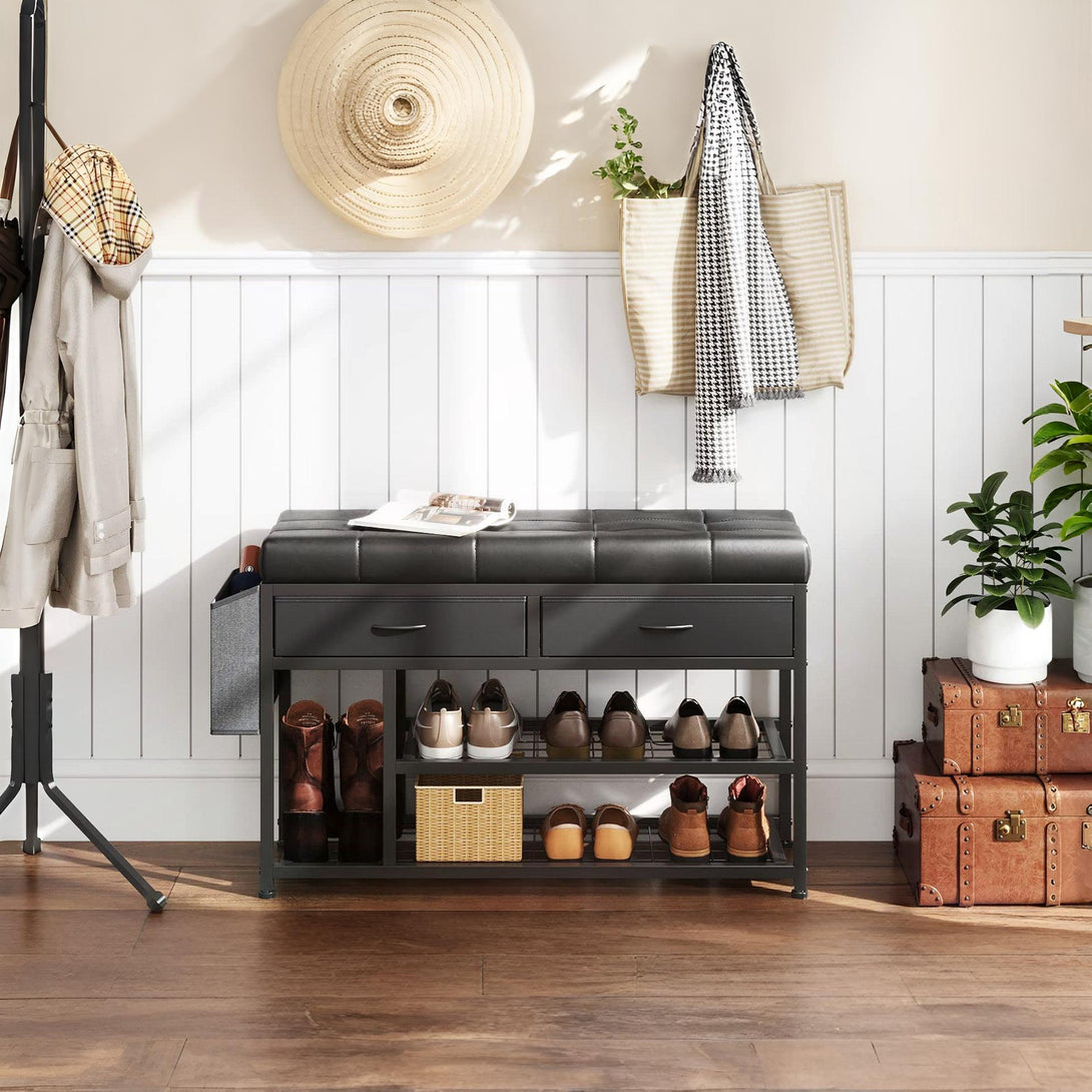Plover Shoe Rack with Storage Bag - Black