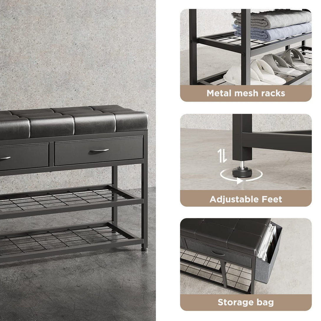 Plover Shoe Rack with Storage Bag - Black