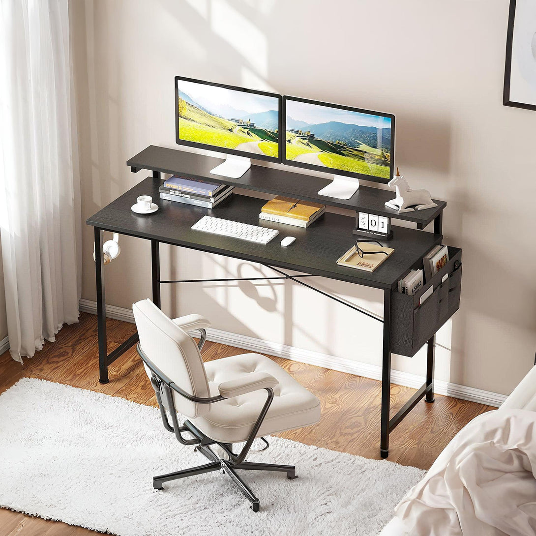 Jacob 100cm Computer Desk with Adjustable Monitor Stand - Black