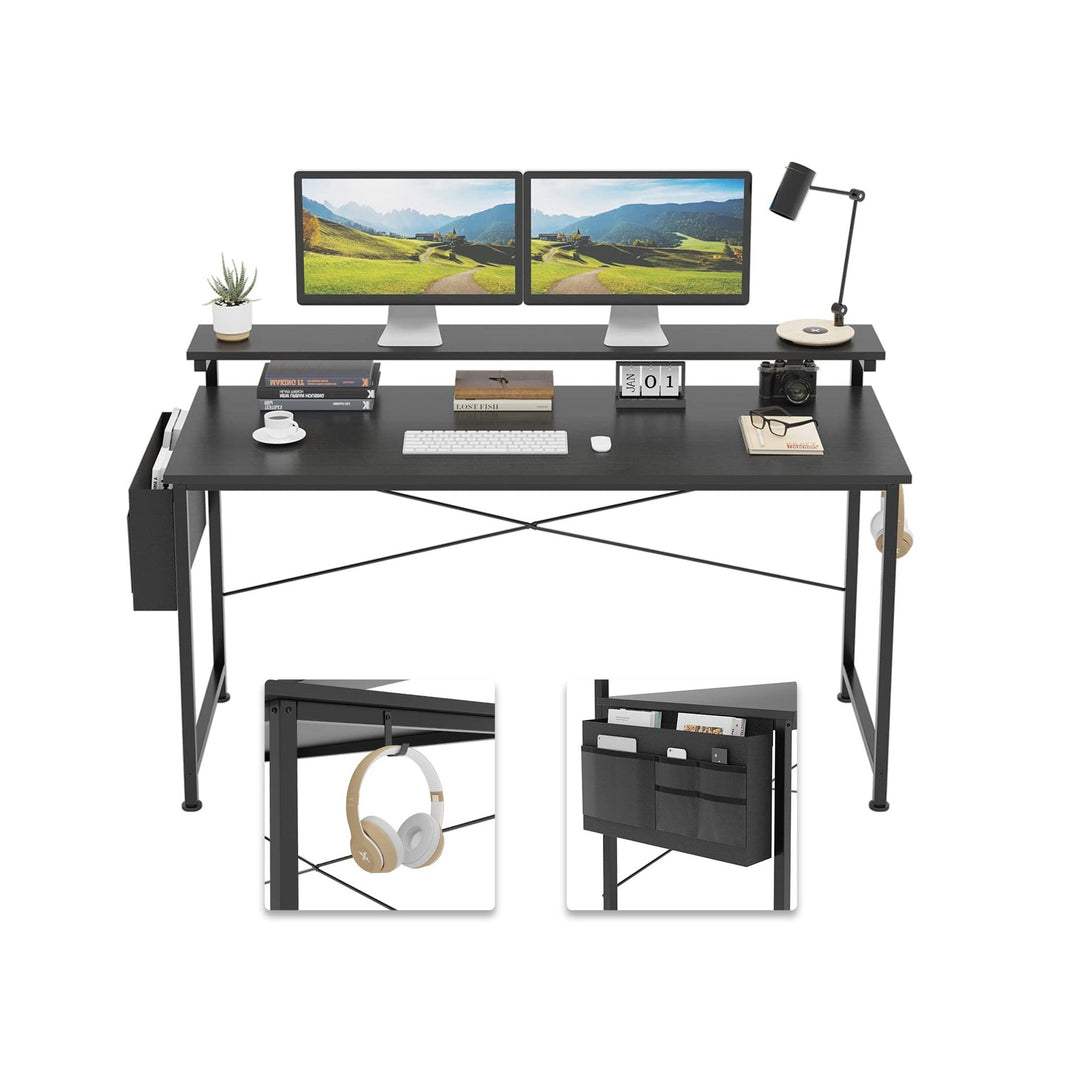 Jacob 100cm Computer Desk with Adjustable Monitor Stand - Black